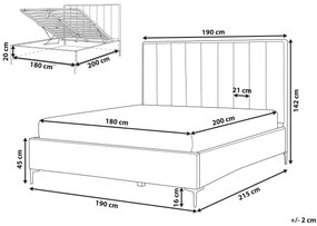 Zamatová posteľ s úložným priestorom 180 x 200 cm tmavozelená SEZANNE Beliani