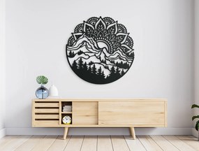 drevko Drevená mandala na stenu Východ Slnka Rozmer obrazu: 44,5 x 44 cm, Farba dekorácie: Čierna