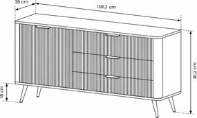 KOMODA TREVISO D3S BIELA 138 cm