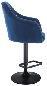 LuxuryForm Barová stolička ROMA VELUR na čiernom tanieri - modrá