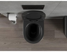 Mexen Rico závesné wc Rimless s toaletným sedátkom Slim z duroplastu, čierna matná - 30720185