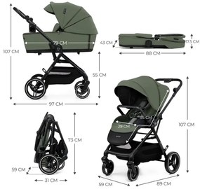 KINDERKRAFT SELECT - Kombinovaný kočík 2v1 YOXI Mystic zelená