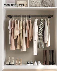 Nástenná tyč na šaty, nástenný vešiak, priemyselný štýl, čierny