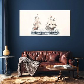 Obraz na skle Morské vlny lodi