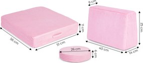 DIY veľká skladacia modulárna pohovka pre deti 8 mäkkých vankúšov - ružová ECOTOYS