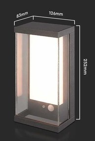 LED Solution Šedé LED nástenné solárne svietidlo s pohybovým čidlom 0,5W IP54 23033