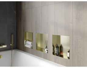 Mexen X-Wall-NR, polička na zapustenie pod obklad bez goliera 30 x 30 cm, zlatá lesklá, 1951303010