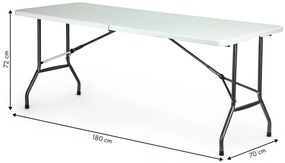 ModernHome Záhradný cateringový stôl, skladací 180 cm biela
