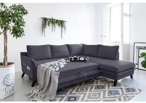 Antracitovosivá rozkladacia rohová pohovka Miuform Charming Charlie L, pravý roh