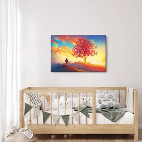 Obraz stromu na kopci (90x60 cm)