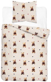 Posteľná obliečka Teddy Hearts 140x200/70x80 cm – 100 % bavlna