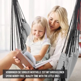 MIADOMODO Závesné hojdacie kreslo, sivé, dovnútra aj von