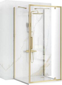 3-stenný štvorcový sprchový kút REA RAPID SWING 90x90 cm, zlatá kartáčovaná/transparent - bez vaničky