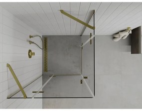 Mexen Roma Duo, sprchovací kút 70 (dvere) x 70 (dvere) cm, 6mm číre sklo, zlatý profil, 854-070-070-50-00-02