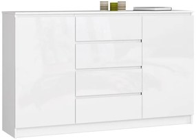 Komoda K160 2D 4SZ CLP biela, lesk