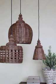 Prírodné antik závesné svetlo lampa z prúteného ratanu - Ø 31*38cm/ E27/ 25W