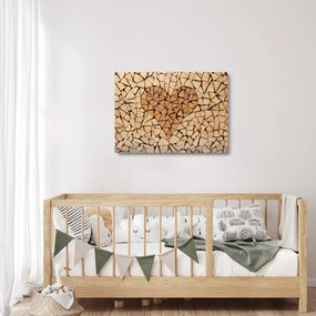 Sklenený obraz - Srdce z dreva (70x50 cm)