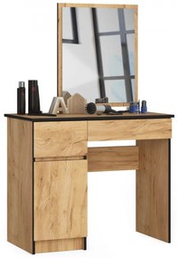 Toaletný stolík so zrkadlom CLP P-2/SL ľavý, dub craft