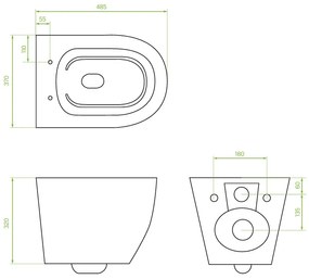 Laveo Desna, závesná WC misa Rimless 485x370x320 mm + toaletné sedadlo, biela lesklá, LAV-VMD_600S