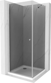 Mexen Pretoria, sprchovací kút 80 (dvere) x 80 (stena) cm, 6mm šedé sklo, chrómový profil + biela sprchová vanička, 852-080-080-01-40-4010