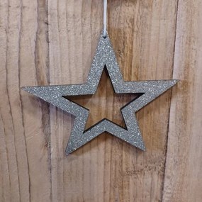 DECOLED Strieborná hviezda, dutá, 15 cm