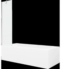 Mexen Vega obdĺžniková vaňa 150 x 70 cm s obkladom a 1-krídlovou sprchovou zástenou 50 cm, Transparentné, Chrómová - 550115070X9