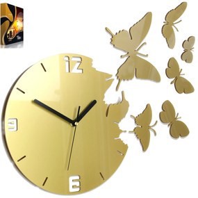 3D nalepovacie hodiny Butterfly zlaté