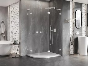 Mexen Lunar, L pravý polkruhový sprchový kút 100 x 90 cm, 8mm číre sklo, biely profil, 833L-100P-090L-20-00