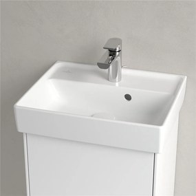 VILLEROY &amp; BOCH Collaro závesné umývadielko s otvorom, s prepadom, 450 x 370 mm, Stone White, s povrchom CeramicPlus, 433445RW