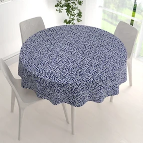 Biante Bavlnený okrúhly obrus Sandra SA-257 Ornamenty na tmavo modrom Ø 110 cm