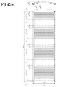 Mereo Mereo, Vykurovací rebrík oblý, 450x1330 mm, 500 W, biely, elektrický, MER-MT32E