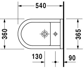 DURAVIT Starck 3 závesný bidet s otvorom, 360 mm x 540 mm, 2230150000