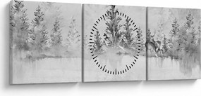Obraz - Jelene pri jazere (s hodinami) (90x30 cm)