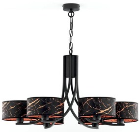 Jupiter 2108- Luster na reťazi ARTHUR 6xE27/15W/230V čierna/oranžová/mramorový dekor