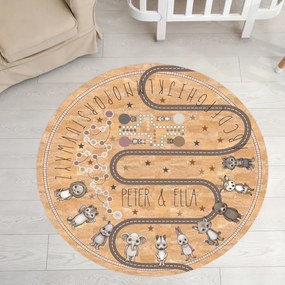 Korkový koberec pre deti - Zvieratká v zemitých odtieňoch