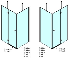 Polysan Polysan, FORTIS obdĺžniková sprchová zástena 800x1100 mm, R varianta, FL1080RFL3511