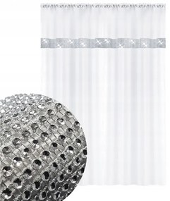 Jednofarebná záclona GLAMOUR  - Biela - vlastný rozmer Uchytenie závesu: Páska-Tunel, Šírka záclony: 650cm