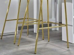 Barová čalúnená stolička ROB grafitová + zlaté nožičky
