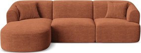 Menčestrová rohová pohovka v terakotovej farbe (ľavý roh/s leňoškou) Campi – Cosmopolitan Design