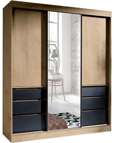 Skriňa Haiti 180 Dub Lefkas/čierna