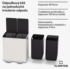 Klarstein EcoVista, odpadkový kôš s kompostérom, 40 l + 3 l/kôš + kompostér, Soft-Close