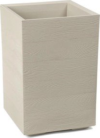PLASTOVÝ KVETINÁČ NA KOLIESKACH BETONIQUE ECO 60X40X40 CM DREVENÝ DEKOR KRÉMOVÁ