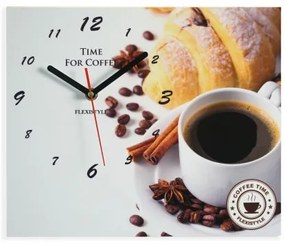 Dekorstudio Moderné hodiny do kuchyne Káva & Croissant