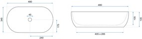 Rea Amelia, umývadlo na dosku 480x345x135 mm, biela lesklá, REA-U0416