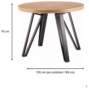 Rozkládací jídelní stůl Galaxy 100/168 cm dub artisan/černý