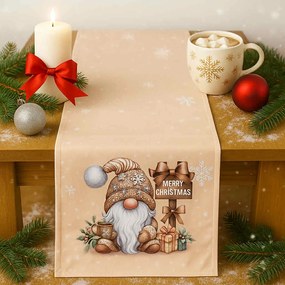 Vianočný obrus Škriatok hnedý 40x170cm TiaHome