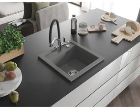 Mexen Vito, 1-komorový granitový drez 520x490x210 mm, drezová batéria Duo, šedá, 6503-71-671701-07