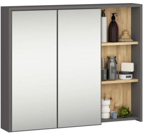 Kúpeľňová zostava VAMI s otvormi na umývadlo, grafitová / sivá / dub artisan