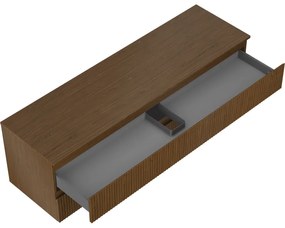 Mexen Rivel, kúpeľňová skrinka 160 cm s hornou časťou, 2 zásuvky, drážkovaná, orech, 91A20-16047-2-BFFC86