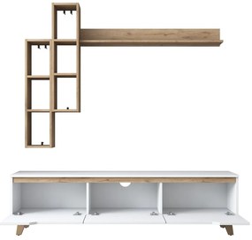 TV zostava v dekore orecha v bielo-prírodnej farbe 180x49 cm Linh – Kalune Design
